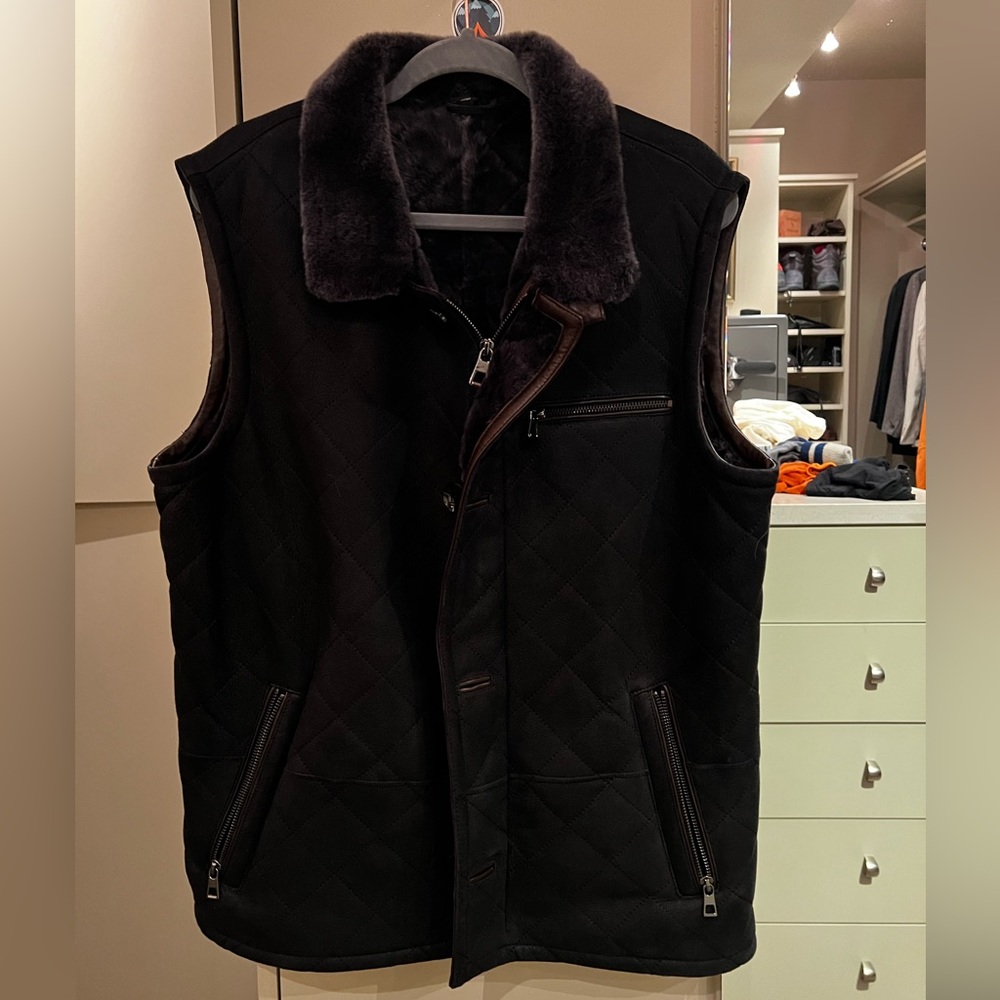 New Overland Hayes Quilted Sheepskin Vest Men Sz 42